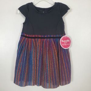 Nanette Kids NWT 2T black and rainbow pleated dress